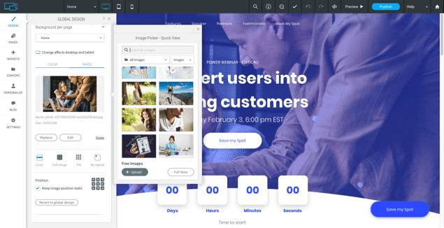 Bewerk uw foto's onmiddellijk in Website builder